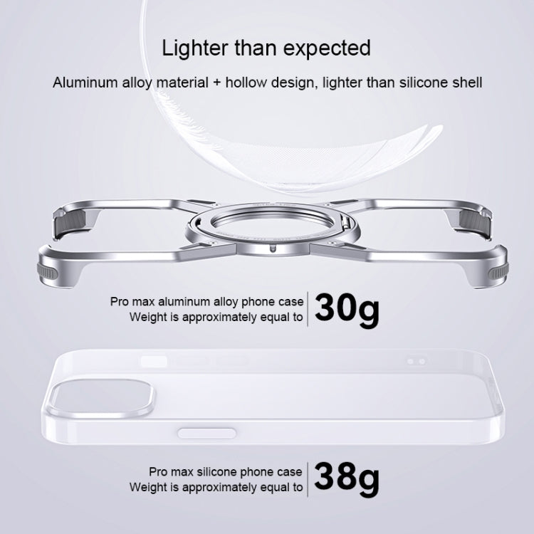 For iPhone 16 Pro Max Aluminum Alloy Frameless 360-Degree Rotating Phone Case(Silver) - iPhone 16 Pro Max Cases by PMc TechLife | Online Shopping South Africa | PMc TechLife | Buy Now Pay Later Mobicred