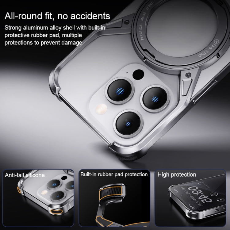 For iPhone 15 Pro Max Aluminum Alloy Frameless 360-Degree Rotating Phone Case(Silver) - free shipping - PMC Jewellery - Order now!