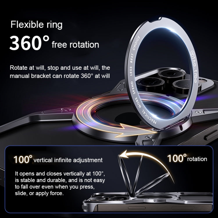 For iPhone 16 Pro Max Aluminum Alloy Frameless 360-Degree Rotating Phone Case(Silver) - iPhone 16 Pro Max Cases by PMc TechLife | Online Shopping South Africa | PMc TechLife | Buy Now Pay Later Mobicred