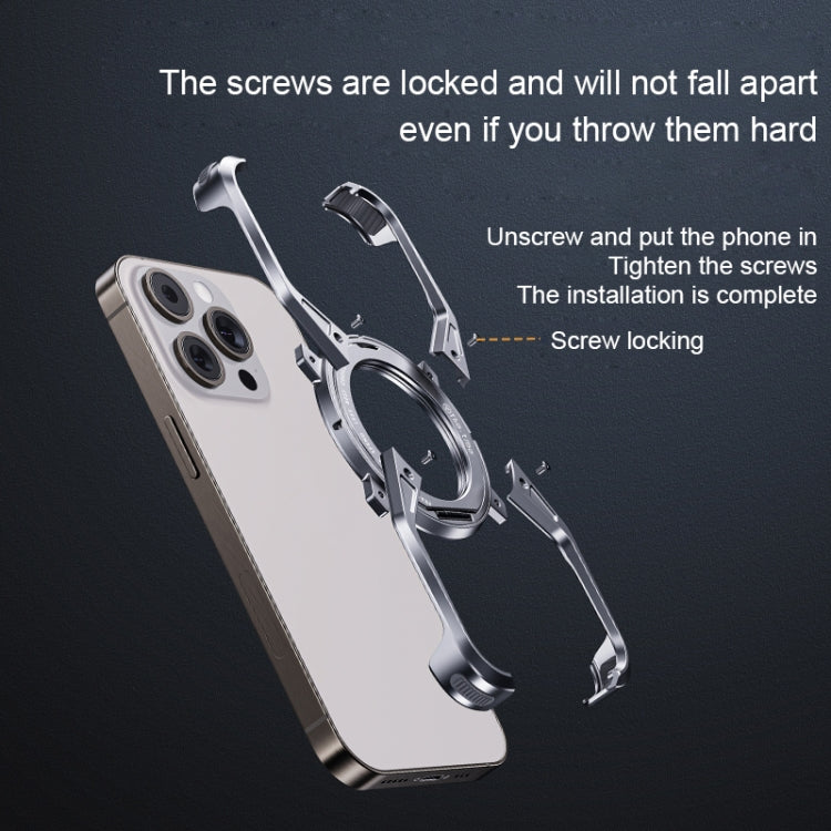 For iPhone 16 Pro Max Aluminum Alloy Frameless 360-Degree Rotating Phone Case(Silver) - iPhone 16 Pro Max Cases by PMc TechLife | Online Shopping South Africa | PMc TechLife | Buy Now Pay Later Mobicred