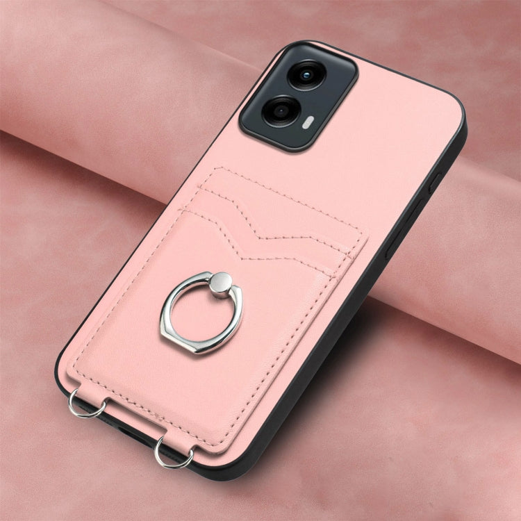 For Motorola Moto G 5G 2024 R20 Ring Card Holder Phone Case(Pink) - Motorola Cases by PMC Jewellery | Online Shopping South Africa | PMC Jewellery | Buy Now Pay Later Mobicred