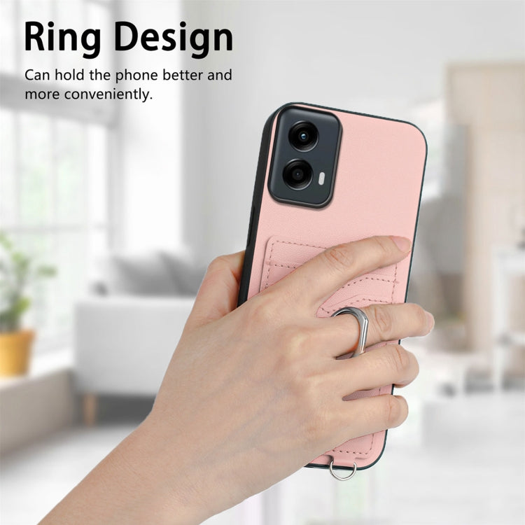 For Motorola Moto G 5G 2024 R20 Ring Card Holder Phone Case(Pink) - Motorola Cases by PMC Jewellery | Online Shopping South Africa | PMC Jewellery | Buy Now Pay Later Mobicred