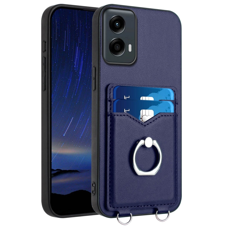 For Motorola Moto G 5G 2024 R20 Ring Card Holder Phone Case(Blue) - Motorola Cases by PMC Jewellery | Online Shopping South Africa | PMC Jewellery | Buy Now Pay Later Mobicred