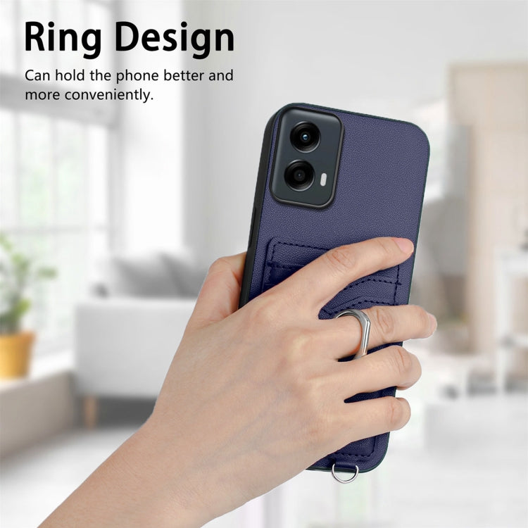 For Motorola Moto G 5G 2024 R20 Ring Card Holder Phone Case(Blue) - Motorola Cases by PMC Jewellery | Online Shopping South Africa | PMC Jewellery | Buy Now Pay Later Mobicred