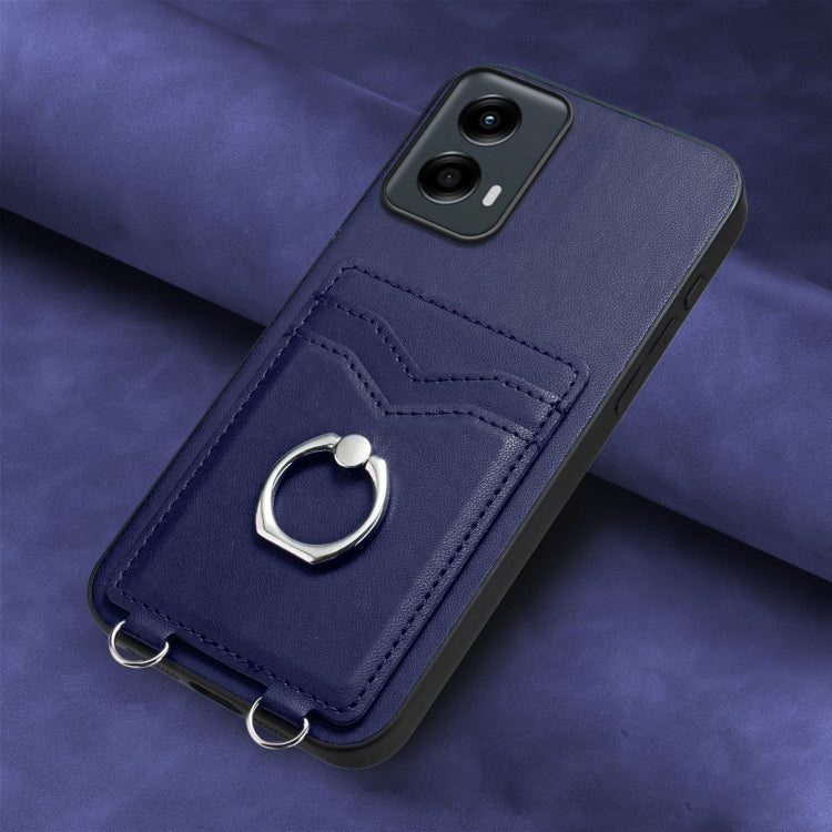 For Motorola Moto G Play 2024 5G R20 Ring Card Holder Phone Case(Blue) - free shipping - PMC Jewellery - Order now!