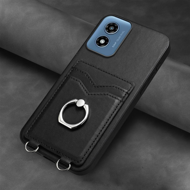 For Motorola Moto G Play 2024 4G R20 Ring Card Holder Phone Case(Black) - Motorola Cases by PMC Jewellery | Online Shopping South Africa | PMC Jewellery | Buy Now Pay Later Mobicred