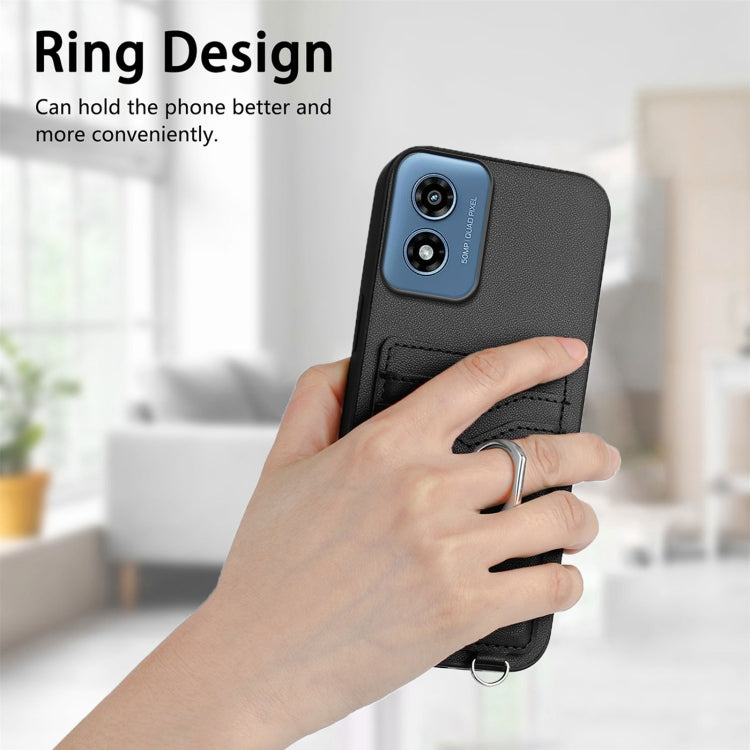 For Motorola Moto G Play 2024 4G R20 Ring Card Holder Phone Case(Black) - Motorola Cases by PMC Jewellery | Online Shopping South Africa | PMC Jewellery | Buy Now Pay Later Mobicred