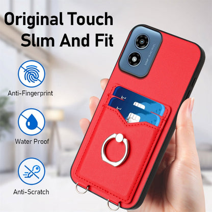 For Motorola Moto G Play 2024 4G R20 Ring Card Holder Phone Case(Red) - Motorola Cases by PMC Jewellery | Online Shopping South Africa | PMC Jewellery | Buy Now Pay Later Mobicred