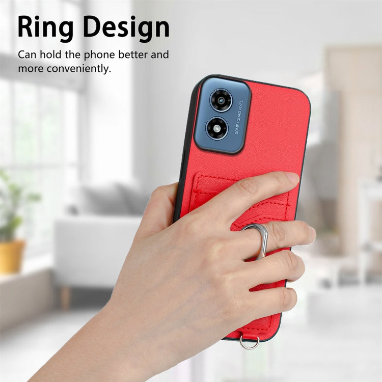 For Motorola Moto G Play 2024 4G R20 Ring Card Holder Phone Case(Red) - Motorola Cases by PMC Jewellery | Online Shopping South Africa | PMC Jewellery | Buy Now Pay Later Mobicred