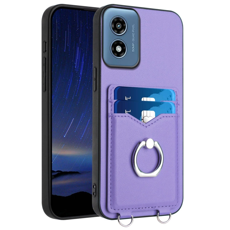 For Motorola Moto G Play 2024 4G R20 Ring Card Holder Phone Case(Purple) - Motorola Cases by PMC Jewellery | Online Shopping South Africa | PMC Jewellery | Buy Now Pay Later Mobicred