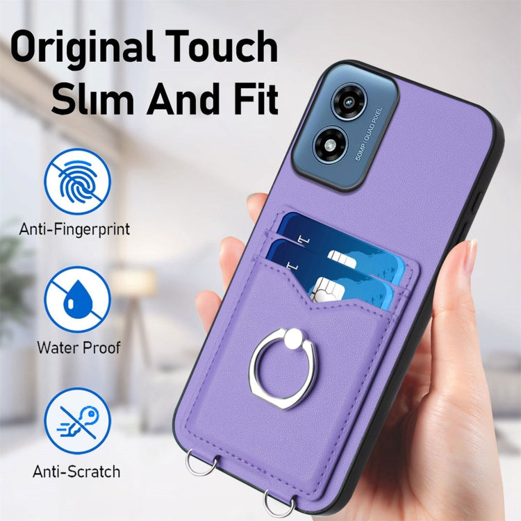 For Motorola Moto G Play 2024 4G R20 Ring Card Holder Phone Case(Purple) - Motorola Cases by PMC Jewellery | Online Shopping South Africa | PMC Jewellery | Buy Now Pay Later Mobicred