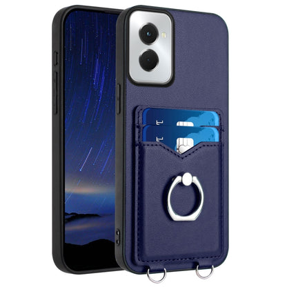 For Motorola Moto G Power 5G 2024 R20 Ring Card Holder Phone Case(Blue) - Motorola Cases by PMC Jewellery | Online Shopping South Africa | PMC Jewellery | Buy Now Pay Later Mobicred