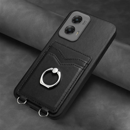 For Motorola Moto G Stylus 5G 2024 R20 Ring Card Holder Phone Case(Black) - Motorola Cases by PMC Jewellery | Online Shopping South Africa | PMC Jewellery | Buy Now Pay Later Mobicred