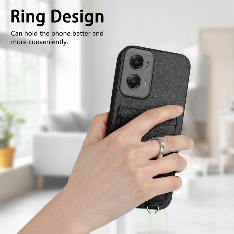 For Motorola Moto G Stylus 5G 2024 R20 Ring Card Holder Phone Case(Black) - Motorola Cases by PMC Jewellery | Online Shopping South Africa | PMC Jewellery | Buy Now Pay Later Mobicred