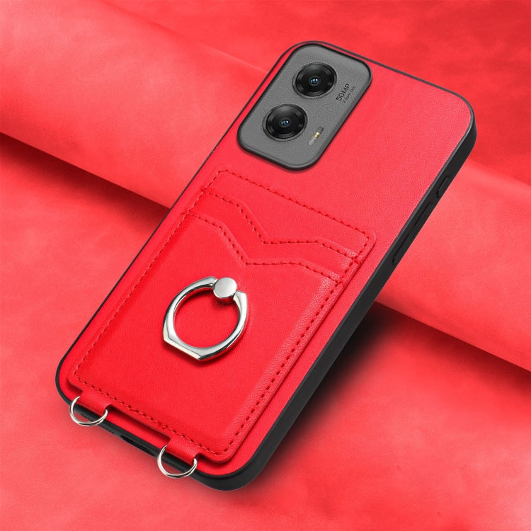 For Motorola Moto G Stylus 5G 2024 R20 Ring Card Holder Phone Case(Red) - Motorola Cases by PMC Jewellery | Online Shopping South Africa | PMC Jewellery | Buy Now Pay Later Mobicred