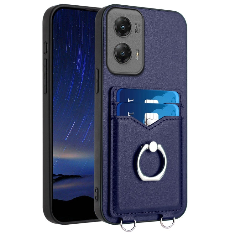 For Motorola Moto G Stylus 5G 2024 R20 Ring Card Holder Phone Case(Blue) - Motorola Cases by PMC Jewellery | Online Shopping South Africa | PMC Jewellery | Buy Now Pay Later Mobicred