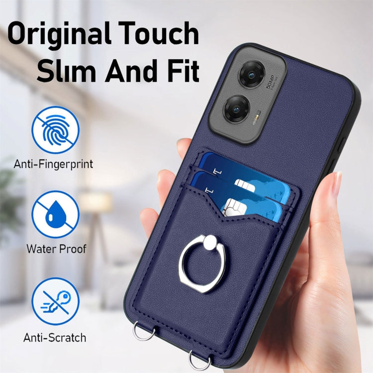 For Motorola Moto G Stylus 5G 2024 R20 Ring Card Holder Phone Case(Blue) - free shipping - PMC Jewellery - Order now!