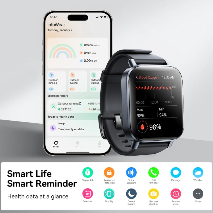 JOYROOM Fit-life Series JR-FT3S 1.96 inch Bluetooth Call Smart Watch Supports Sleep Monitoring(Space Grey) - free shipping - PMC TechLife - Order now!
