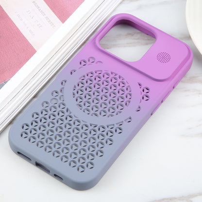 For iPhone 16 Pro Gradient Color Honeycomb Aromatherapy MagSafe Phone Case(Purple Grey) - iPhone 16 Pro Cases by PMC Jewellery | Online Shopping South Africa | PMC Jewellery | Buy Now Pay Later Mobicred