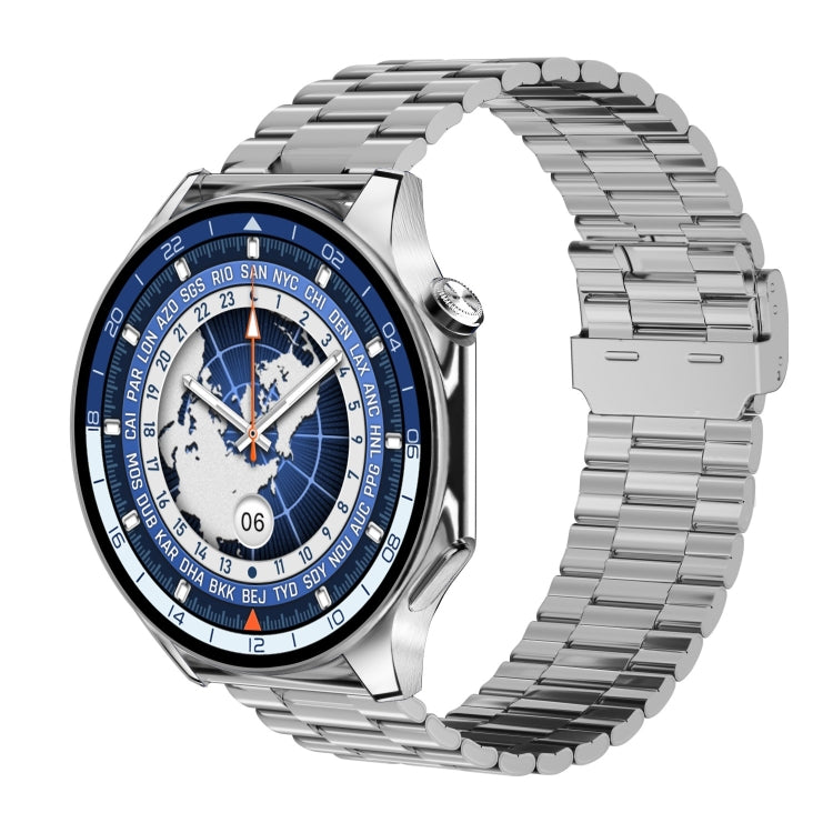 HD Watch X 1.43 inch IP68 BT5.3 Sport Smart Watch, Support Bluetooth Call / Sleep / Blood Oxygen / Heart Rate / Blood Pressure Health Monitor(Silver Steel + Blue Silicone Strap) - Smart Watches by PMC TechLife | Online Shopping South Africa | PMC TechLife | Buy Now Pay Later Mobicred