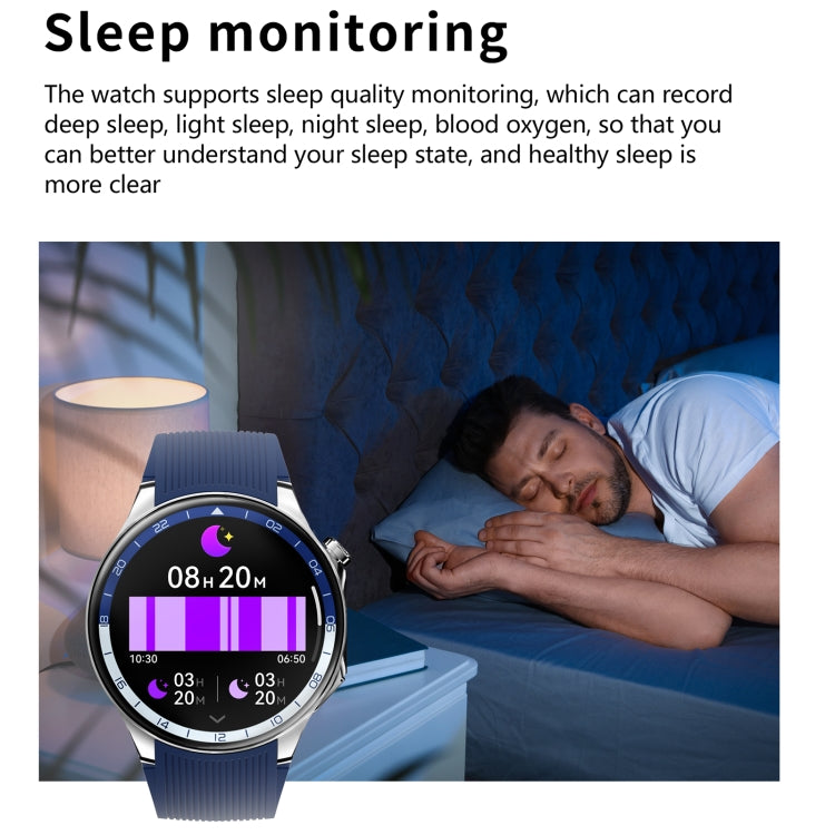 HD Watch X 1.43 inch IP68 BT5.3 Sport Smart Watch, Support Bluetooth Call / Sleep / Blood Oxygen / Heart Rate / Blood Pressure Health Monitor(Silver Steel + Blue Silicone Strap) - Smart Watches by PMC TechLife | Online Shopping South Africa | PMC TechLife | Buy Now Pay Later Mobicred