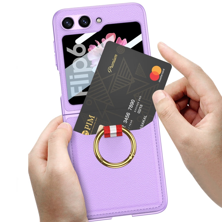 For Samsung Galaxy Z Flip6 / Flip7 FE GKK Integrated Ultra-thin Leather Card Slots Phone Case with Ring Holder(Black) - free shipping - PMC Jewellery - Order now!