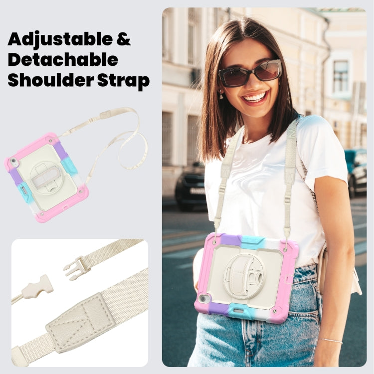 For iPad Air 11 2025 / 2024 Turntable Holder Silicone Hybrid PC Tablet Case with Shoulder Strap(Camouflage Pink) - free shipping - PMC TechLife - Order now!
