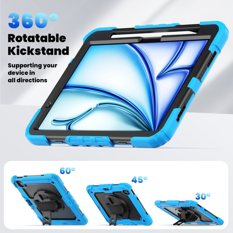 For iPad Air 11 2024 Silicone Hybrid PC Tablet Case with Shoulder Strap(Light Blue + Black) - iPad Air 11 2024 Cases by PMC TechLife | Online Shopping South Africa | PMC TechLife | Buy Now Pay Later Mobicred