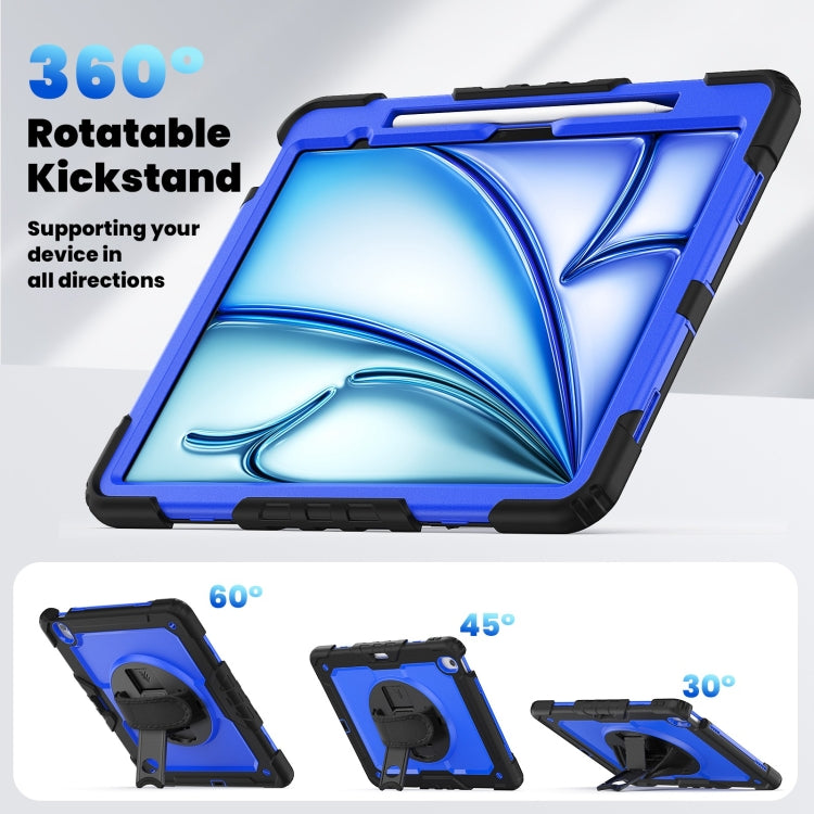 For iPad Air 13 2025 / 2024 Silicone Hybrid PC Tablet Case with Shoulder Strap(Dark Blue + Black) - iPad Air 13 2025 / 2024 Cases by PMC TechLife | Online Shopping South Africa | PMC TechLife | Buy Now Pay Later Mobicred