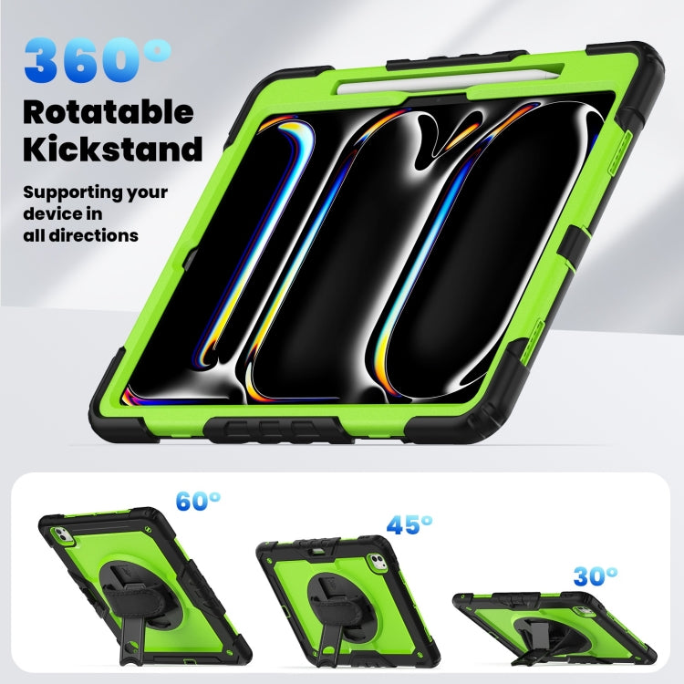 For iPad Pro 13 2024 Silicone Hybrid PC Tablet Case with Shoulder Strap(Yellow Green + Black) - iPad Pro 13 2024 Cases by PMC TechLife | Online Shopping South Africa | PMC TechLife | Buy Now Pay Later Mobicred