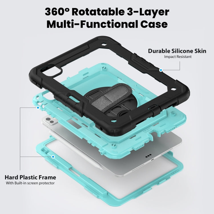 For iPad Pro 11 2024 Silicone Hybrid PC Tablet Case with Shoulder Strap(Light Blue + Black) - iPad Pro 11 2024 Cases by PMC TechLife | Online Shopping South Africa | PMC TechLife | Buy Now Pay Later Mobicred