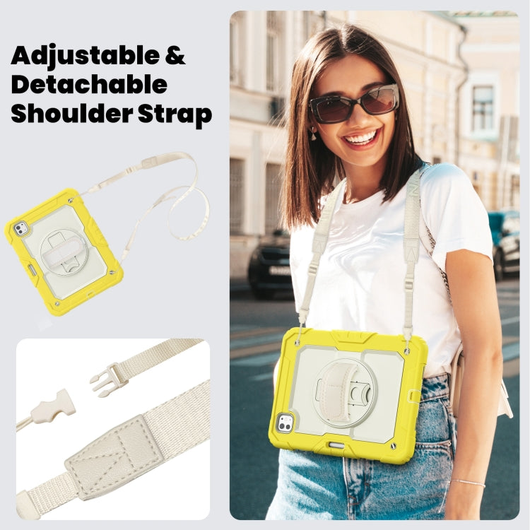 For iPad Pro 11 2024 Silicone Hybrid PC Tablet Case with Shoulder Strap(Beige + Yellow) - iPad Pro 11 2024 Cases by PMC Jewellery | Online Shopping South Africa | PMC Jewellery | Buy Now Pay Later Mobicred