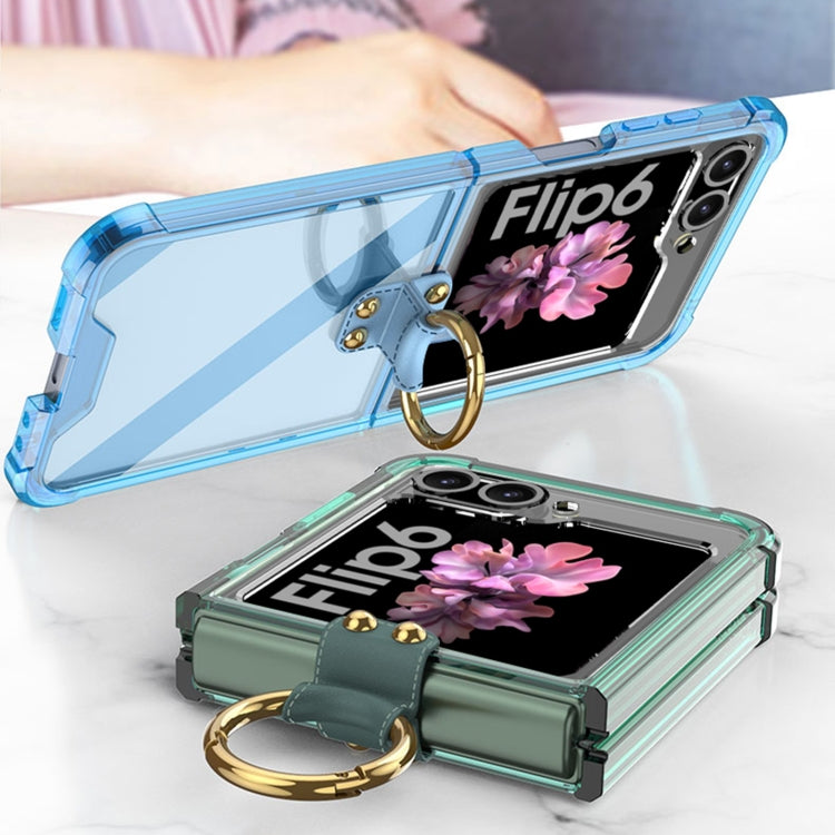 For Samsung Galaxy Z Flip6 GKK Airbag Ring Full Coverage Phone Case with Tempered Film(Transparent) - Galaxy Z Flip6 5G Cases by GKK | Online Shopping South Africa | PMC Jewellery | Buy Now Pay Later Mobicred