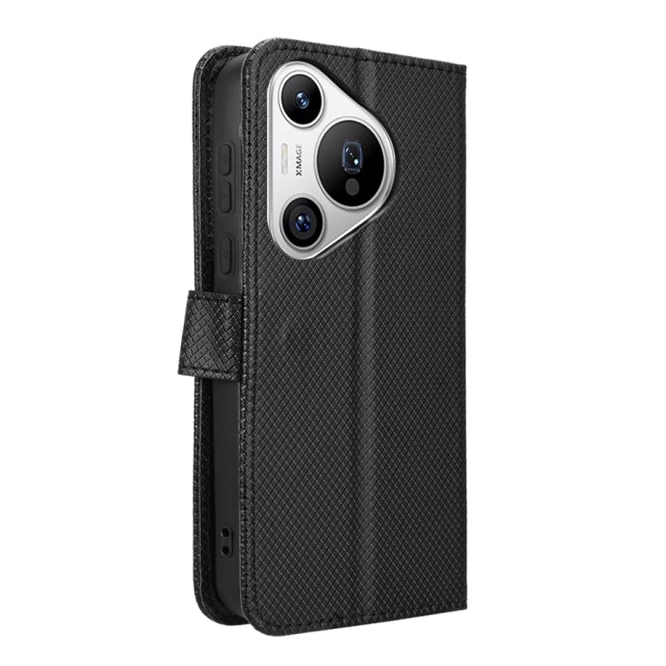 For Huawei Pura 70 Diamond Texture Leather Phone Case(Black) - Huawei Cases by PMC Jewellery | Online Shopping South Africa | PMC Jewellery | Buy Now Pay Later Mobicred