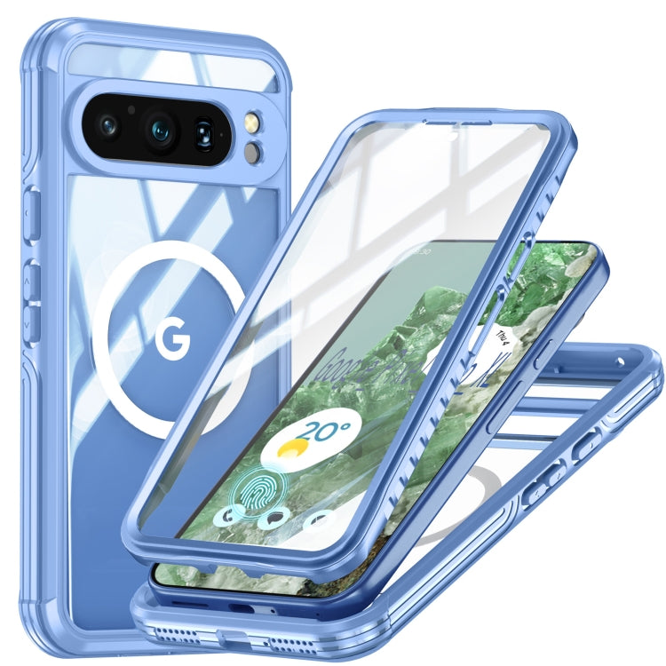 For Google Pixel 9 / 9 Pro RedPepper Transparent IP65 Life Waterproof Phone Case(Blue) - Google Cases by RedPepper | Online Shopping South Africa | PMC Jewellery | Buy Now Pay Later Mobicred