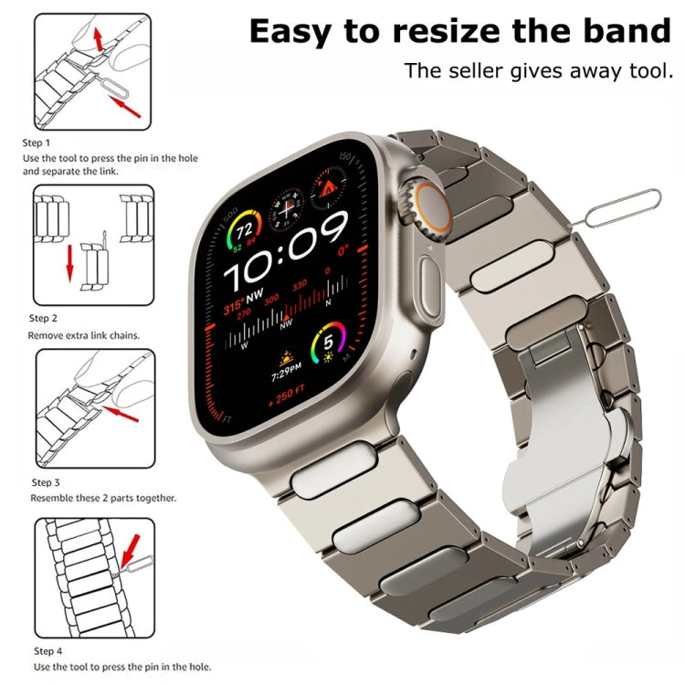 For Apple Watch Series 8 45mm Oval Butterfly Buckle Titanium Alloy Watch Band(Silver) - free shipping - PMC TechLife - Order now!