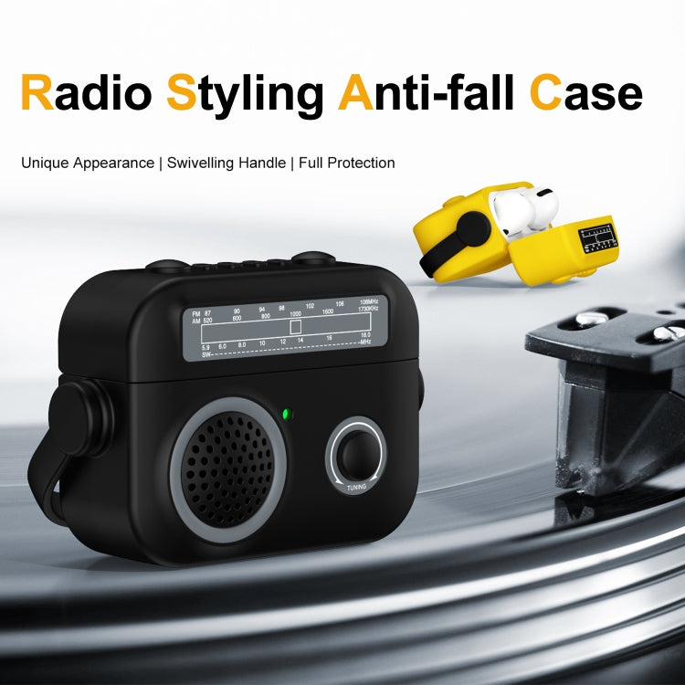 For AirPods Pro Radio Style Wireless Bluetooth Earphones Shockproof Protective Case(Light Grey) - For AirPods Pro by PMC Jewellery | Online Shopping South Africa | PMC Jewellery | Buy Now Pay Later Mobicred