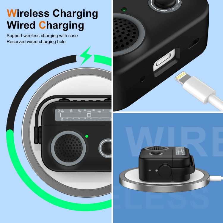 For AirPods Pro Radio Style Wireless Bluetooth Earphones Shockproof Protective Case(Light Grey) - For AirPods Pro by PMC Jewellery | Online Shopping South Africa | PMC Jewellery | Buy Now Pay Later Mobicred