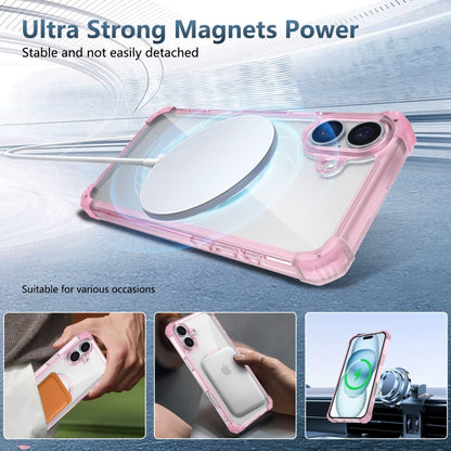 For iPhone 16 Plus Transparent MagSafe Magnetic Phone Case(Pink) - iPhone 16 Plus Cases by PMC Jewellery | Online Shopping South Africa | PMC Jewellery | Buy Now Pay Later Mobicred