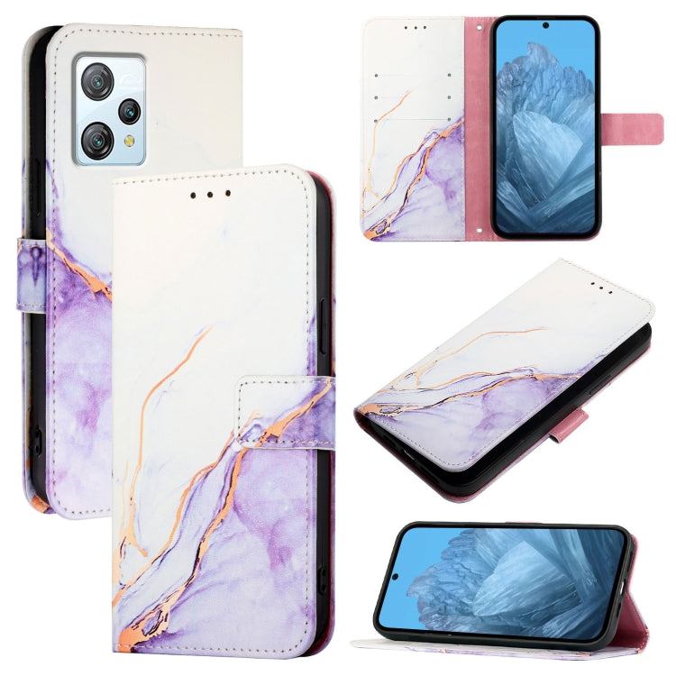 For Blackview A53 PT003 Marble Pattern Flip Leather Phone Case(White Purple) - More Brand by PMC Jewellery | Online Shopping South Africa | PMC Jewellery | Buy Now Pay Later Mobicred