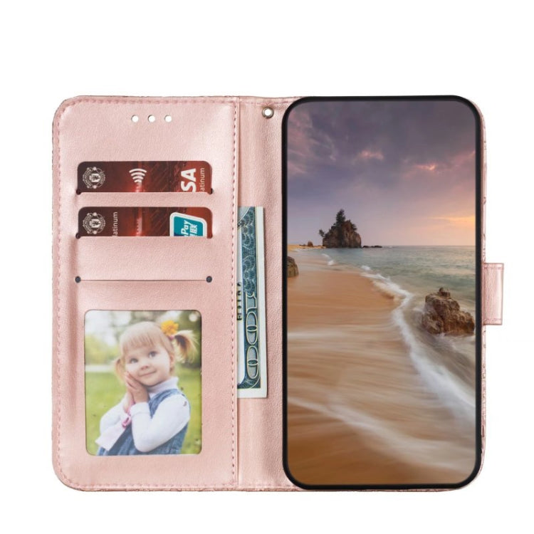 For Motorola Moto G Play 2024 Lace Flower Embossing Flip Leather Phone Case(Rose Gold) - Motorola Cases by PMC Jewellery | Online Shopping South Africa | PMC Jewellery | Buy Now Pay Later Mobicred