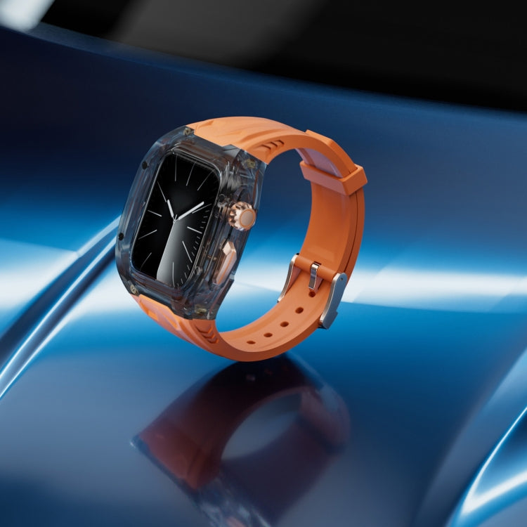 For Apple Watch SE 2023 44mm Modified PC Hybrid TPU Watch Case Band(Orange Clear Black) - Watch Cases by PMc TechLife | Online Shopping South Africa | PMc TechLife | Buy Now Pay Later Mobicred