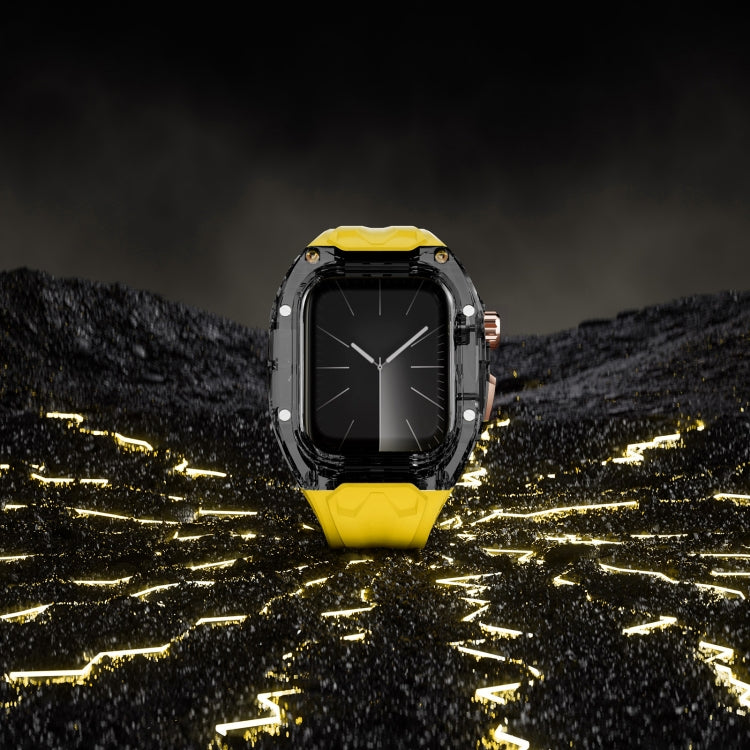 For Apple Watch SE 2023 44mm Modified PC Hybrid TPU Watch Case Band(Yellow Clear Black) - free shipping - PMc TechLife - Order now!