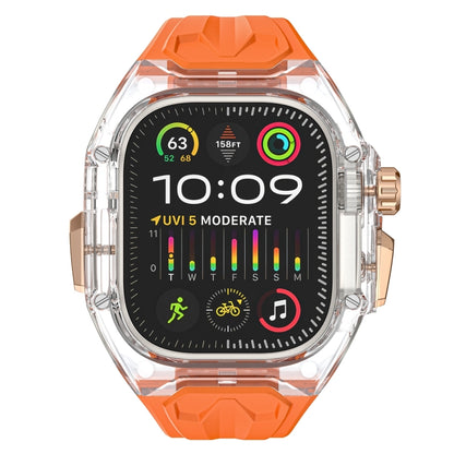 For Apple Watch Ultra 2 49mm Modified PC Hybrid TPU Watch Case Band(Orange Transparent) - Watch Bands by PMC Jewellery | Online Shopping South Africa | PMC Jewellery | Buy Now Pay Later Mobicred