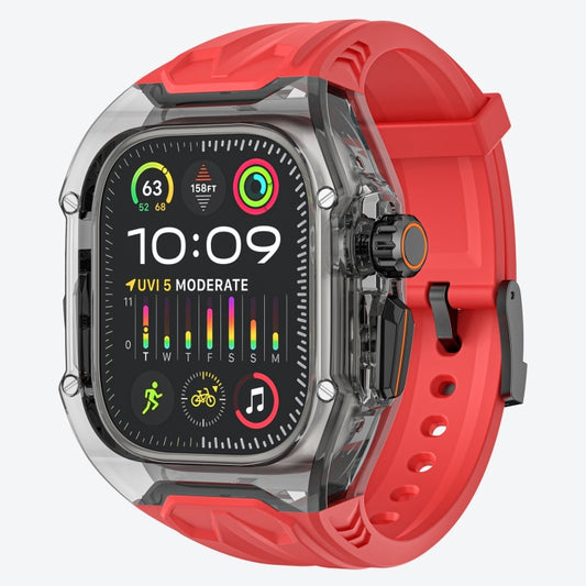 For Apple Watch Ultra 2 49mm Modified PC Hybrid TPU Watch Case Band(Red Clear Black) - Watch Bands by PMC Jewellery | Online Shopping South Africa | PMC Jewellery | Buy Now Pay Later Mobicred