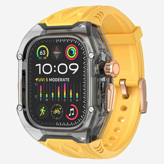 For Apple Watch Ultra 2 49mm Modified PC Hybrid TPU Watch Case Band(Yellow Clear Black) - Watch Bands by PMC Jewellery | Online Shopping South Africa | PMC Jewellery | Buy Now Pay Later Mobicred