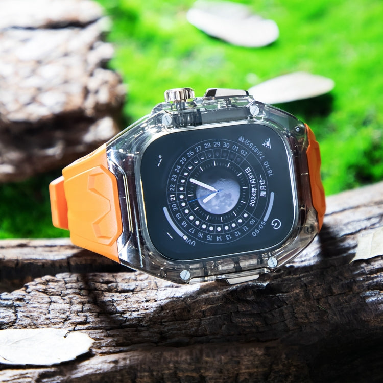 For Apple Watch Ultra 49mm Modified PC Hybrid TPU Watch Case Band(Orange Clear Black) - free shipping - PMC Jewellery - Order now!