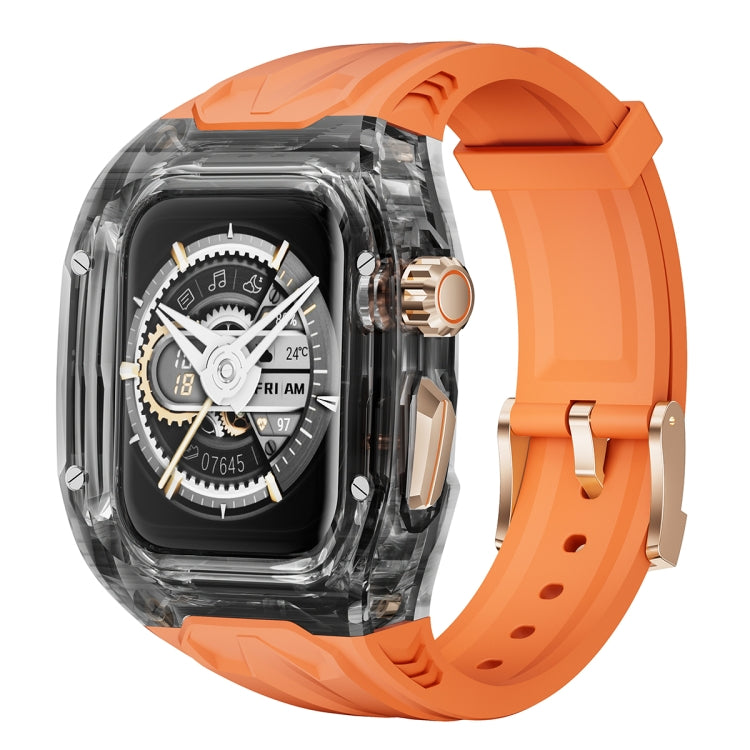 For Apple Watch Series 8 45mm Modified PC Hybrid TPU Watch Case Band(Orange Clear Black) - free shipping - PMc TechLife - Order now!