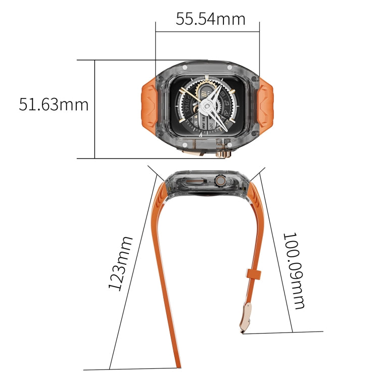 For Apple Watch Series 8 45mm Modified PC Hybrid TPU Watch Case Band(Orange Clear Black) - free shipping - PMc TechLife - Order now!