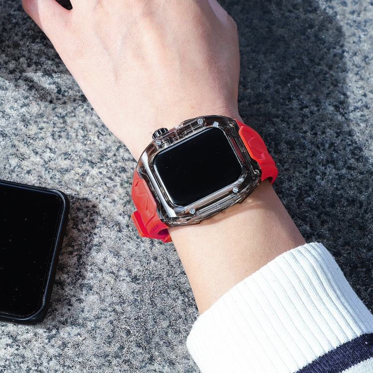 For Apple Watch Series 8 45mm Modified PC Hybrid TPU Watch Case Band(Red Clear Black) - free shipping - PMc TechLife - Order now!